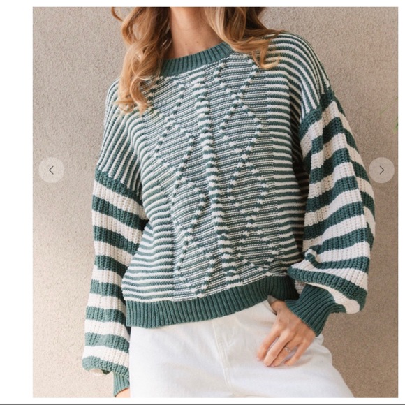 Cozy Perfect Striped Boho Cable Sweater - Picture 5 of 8